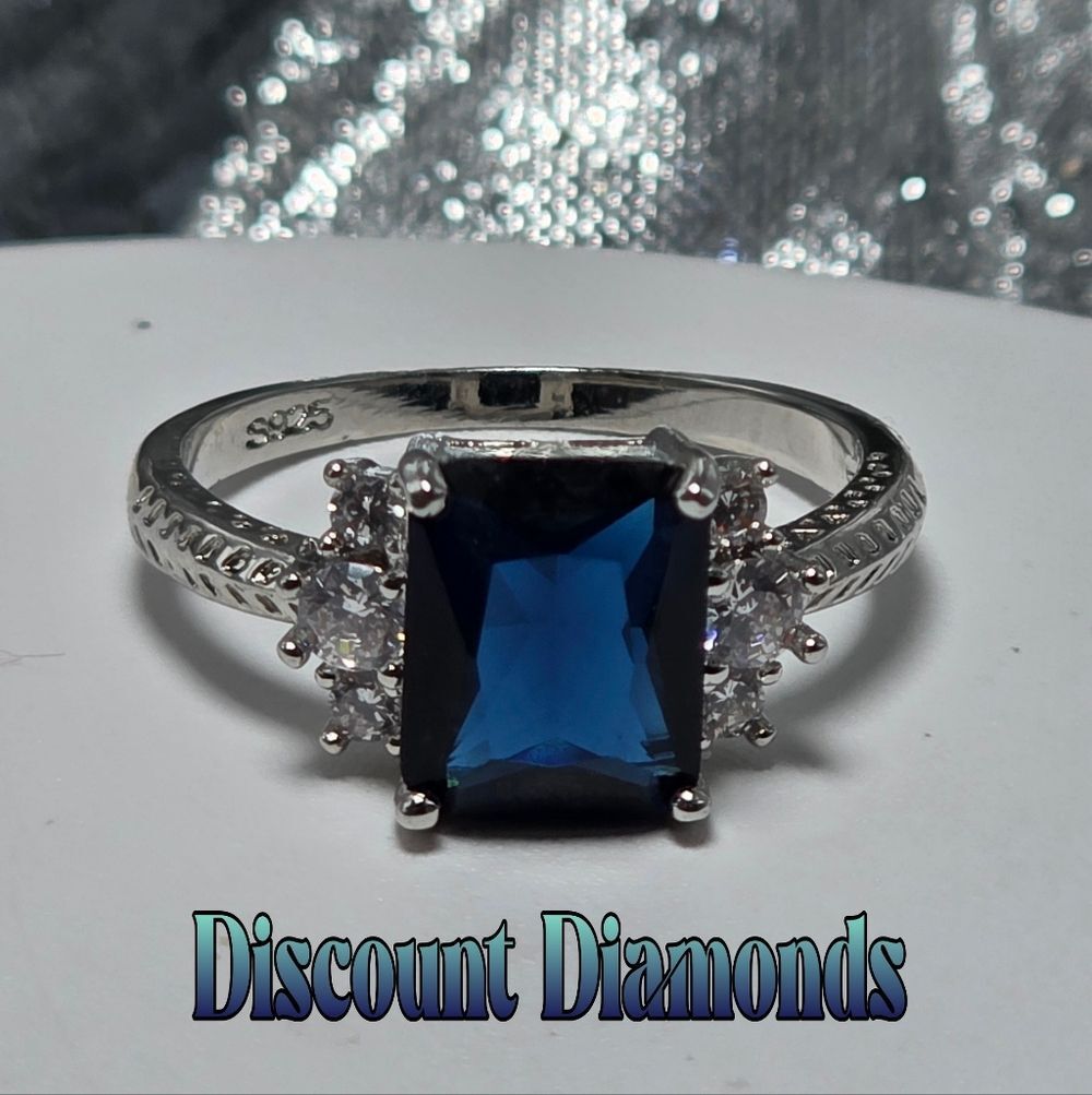 Radiant Cut Blue & White Topaz Cocktail Ring 925 Silver